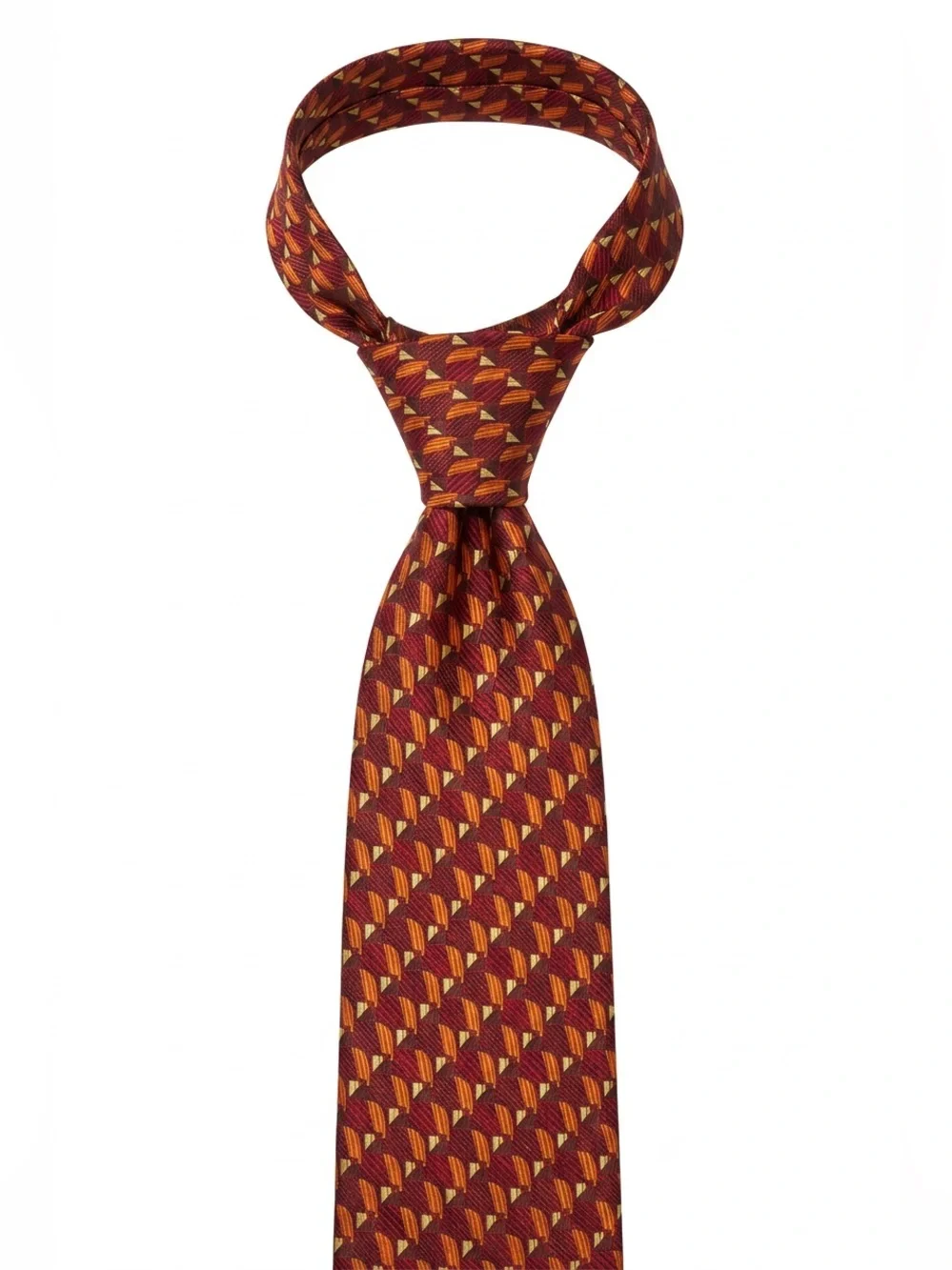 Ermenegildo Zegna 100% Silk Men's Tie Burgundy and Sienna Made in Italy